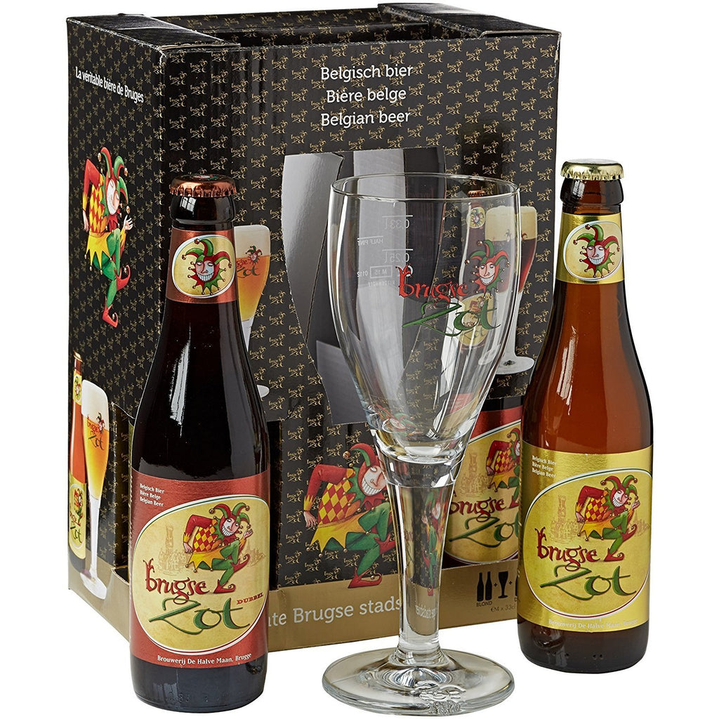 Brugse Zot 2x Dubbel & 2x Blond Gift Pack (33cl Beers + Glass) - The beer shop by Moondog's 