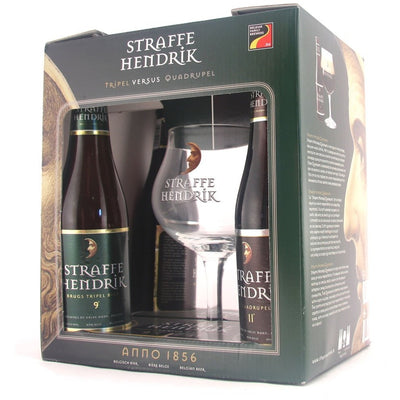 Straffe Hendrik Gift Pack (2 x Tripel + 2 x Quadrupel 33cl Beers + Glass) - The beer shop by Moondog's 